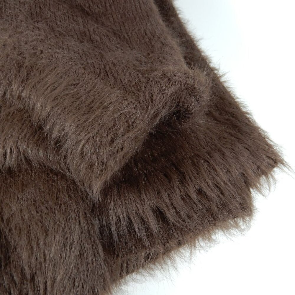 Free People Harrison Bunny Crew Fuzzy SWEATER Size L Mocha Brown Slouchy NEW - Picture 14 of 14